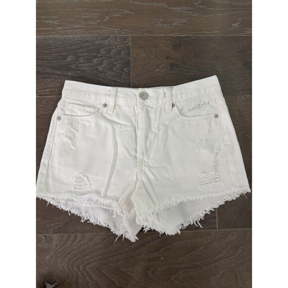 Blank NYC Denim High Rise Button Fly size 27 Distressed Cut Off Shorts White - Picture 1 of 5